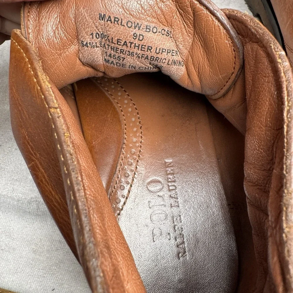 Polo Ralph Lauren Marlow-BO-CSL Men's Chukka Boots Leather Shoes Size 9D Brown